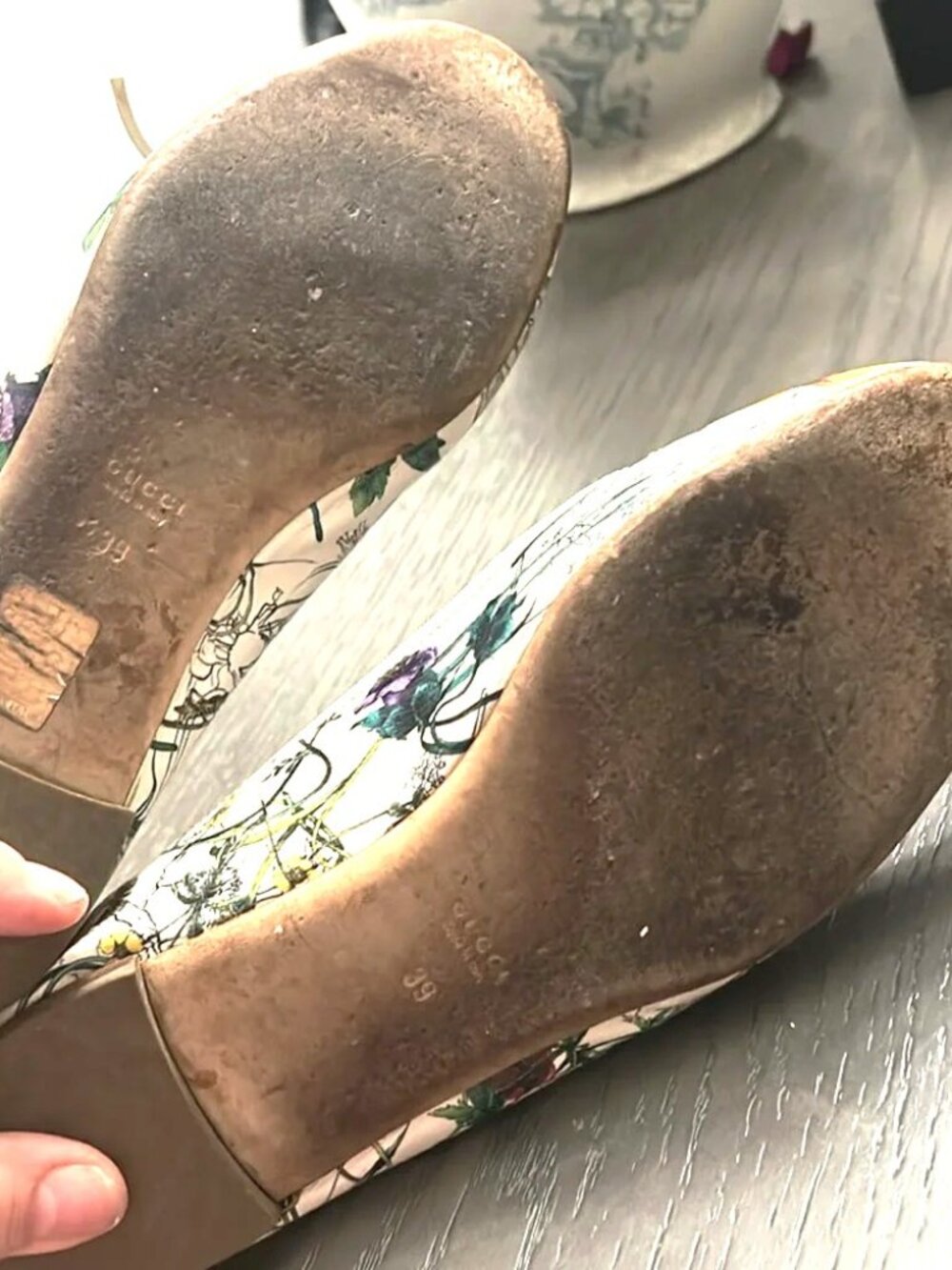 RARE Gucci flora LOGO ballet flats floral 39 or US 8.5 vintage - Picture 13 of 13